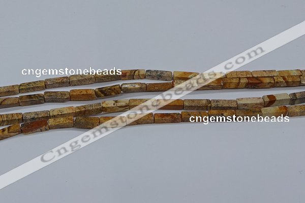 CCU738 15.5 inches 4*13mm cuboid picture jasper beads wholesale