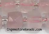 CCU753 15 inches 8*8mm faceted cube rose quartz beads