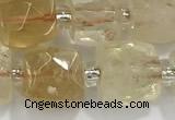 CCU755 15 inches 8*8mm faceted cube citrine beads