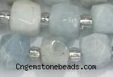CCU761 15 inches 8*8mm faceted cube aquamarine beads