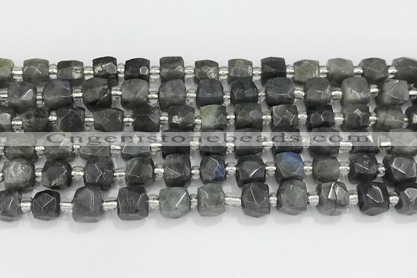 CCU764 15 inches 8*8mm faceted cube labradorite beads