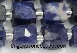 CCU766 15 inches 8*8mm faceted cube sodalite beads