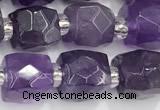 CCU769 15 inches 8*8mm faceted cube amethyst beads