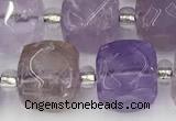 CCU779 15 inches 10*10mm faceted cube ametrine beads