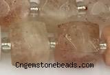 CCU782 15 inches 10*10mm faceted cube sunstone beads