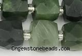 CCU785 15 inches 10*10mm faceted cube Canadian jade beads