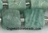 CCU787 15 inches 10*10mm faceted cube amazonite beads