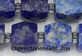 CCU789 15 inches 10*10mm faceted cube lapis lazuli beads