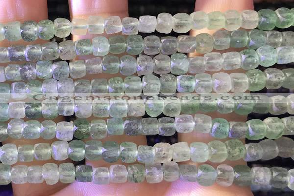 CCU803 15 inches 4mm faceted cube strawberry quartz beads