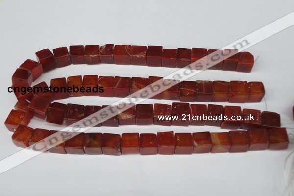 CCU81 15.5 inches 12*12mm cube red agate beads wholesale