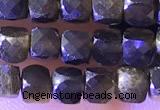 CCU814 15 inches 4mm faceted cube obsidian beads