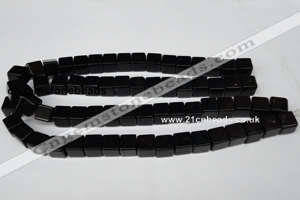 CCU82 15.5 inches 12*12mm cube black agate beads wholesale