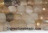 CCU837 15 inches 4mm faceted cube sunstone beads