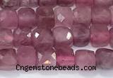 CCU843 15 inches 4mm faceted cube tourmaline beads