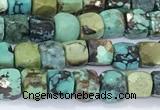 CCU845 15 inches 4mm faceted cube turquoise beads