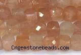 CCU849 15 inches 4mm faceted cube golden sunstone beads