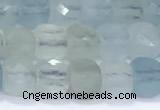 CCU860 15 inches 6mm faceted cube aquamarine beads