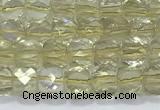 CCU861 15 inches 6mm faceted cube lemon quartz beads