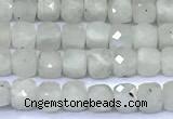 CCU870 15 inches 4mm faceted cube white moonstone beads