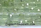 CCU876 15 inches 4mm faceted cube prehnite beads