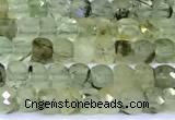 CCU878 15 inches 4mm faceted cube prehnite beads