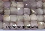 CCU883 15 inches 4mm faceted cube kunzite beads