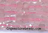 CCU887 15 inches 4mm faceted cube rose quartz beads