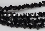 CCU94 15.5 inches 4*4mm cube black agate beads wholesale