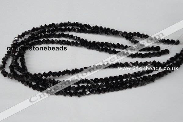 CCU94 15.5 inches 4*4mm cube black agate beads wholesale