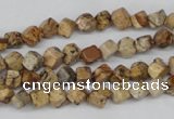 CCU95 15.5 inches 4*4mm cube picture jasper beads wholesale