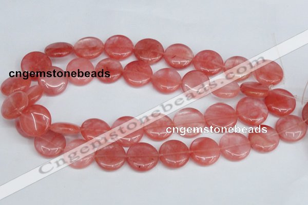 CCY153 15.5 inches 20mm flat round cherry quartz beads wholesale