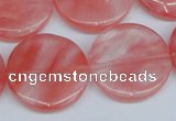 CCY154 15.5 inches 25mm flat round cherry quartz beads wholesale