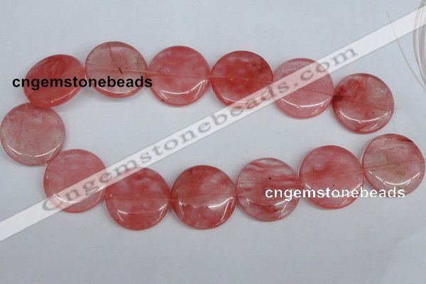 CCY155 15.5 inches 30mm flat round cherry quartz beads wholesale