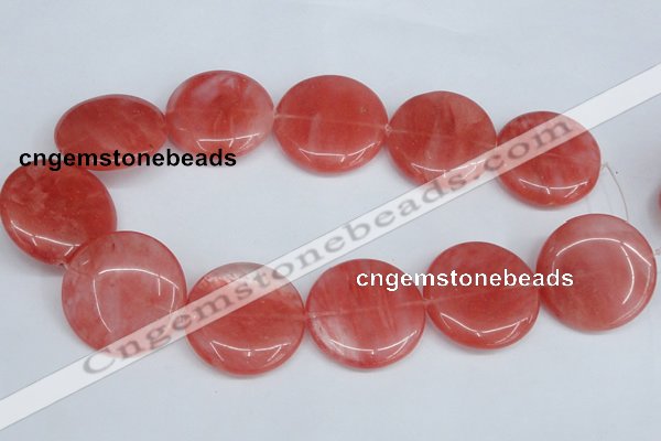 CCY156 15.5 inches 35mm flat round cherry quartz beads wholesale