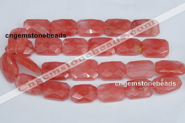 CCY166 15.5 inches 20*30mm faceted rectangle cherry quartz beads