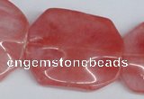 CCY167 15.5 inches 30*40mm wavy rectangle cherry quartz beads