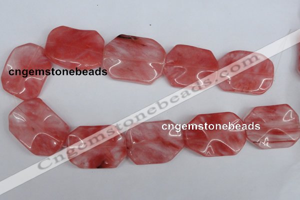 CCY167 15.5 inches 30*40mm wavy rectangle cherry quartz beads