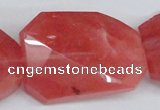 CCY169 15.5 inches 30*40mm twisted & faceted rectangle cherry quartz beads