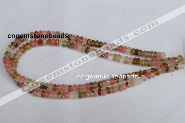 CCY204 15.5 inches 5*8mm faceted rondelle volcano cherry quartz beads