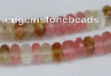 CCY205 15.5 inches 6*10mm faceted rondelle volcano cherry quartz beads