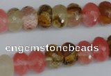 CCY206 15.5 inches 8*12mm faceted rondelle volcano cherry quartz beads