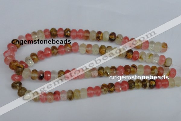 CCY206 15.5 inches 8*12mm faceted rondelle volcano cherry quartz beads