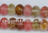 CCY207 15.5 inches 10*14mm faceted rondelle volcano cherry quartz beads