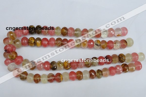CCY207 15.5 inches 10*14mm faceted rondelle volcano cherry quartz beads