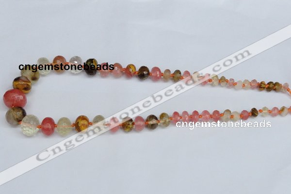 CCY209 4*8mm - 13*18mm faceted rondelle volcano cherry quartz beads