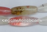 CCY212 15.5 inches 10*30mm rice volcano cherry quartz beads