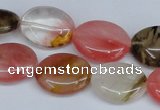 CCY217 15.5 inches 13*18mm oval volcano cherry quartz beads