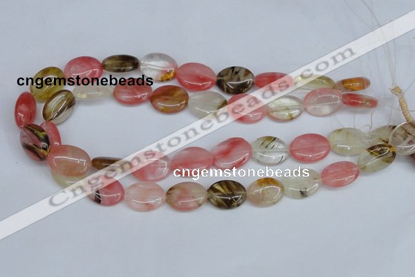 CCY217 15.5 inches 13*18mm oval volcano cherry quartz beads
