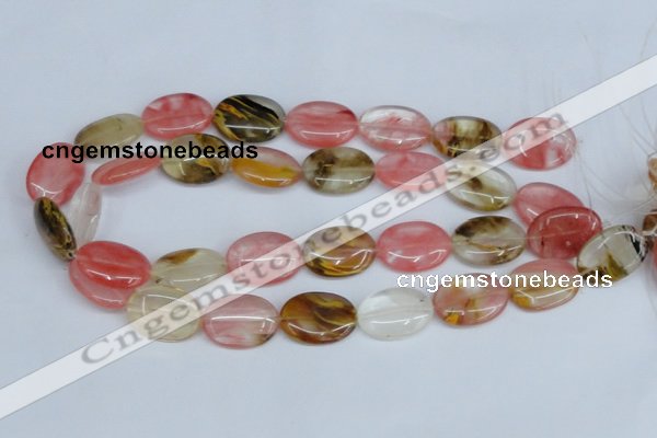 CCY219 15.5 inches 18*25mm oval volcano cherry quartz beads