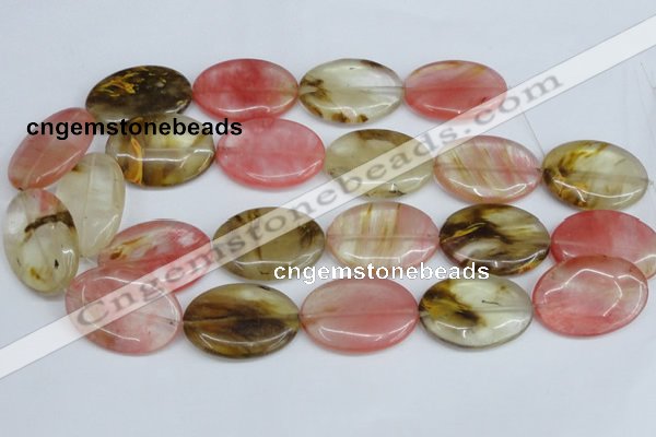 CCY221 15.5 inches 25*35mm oval volcano cherry quartz beads